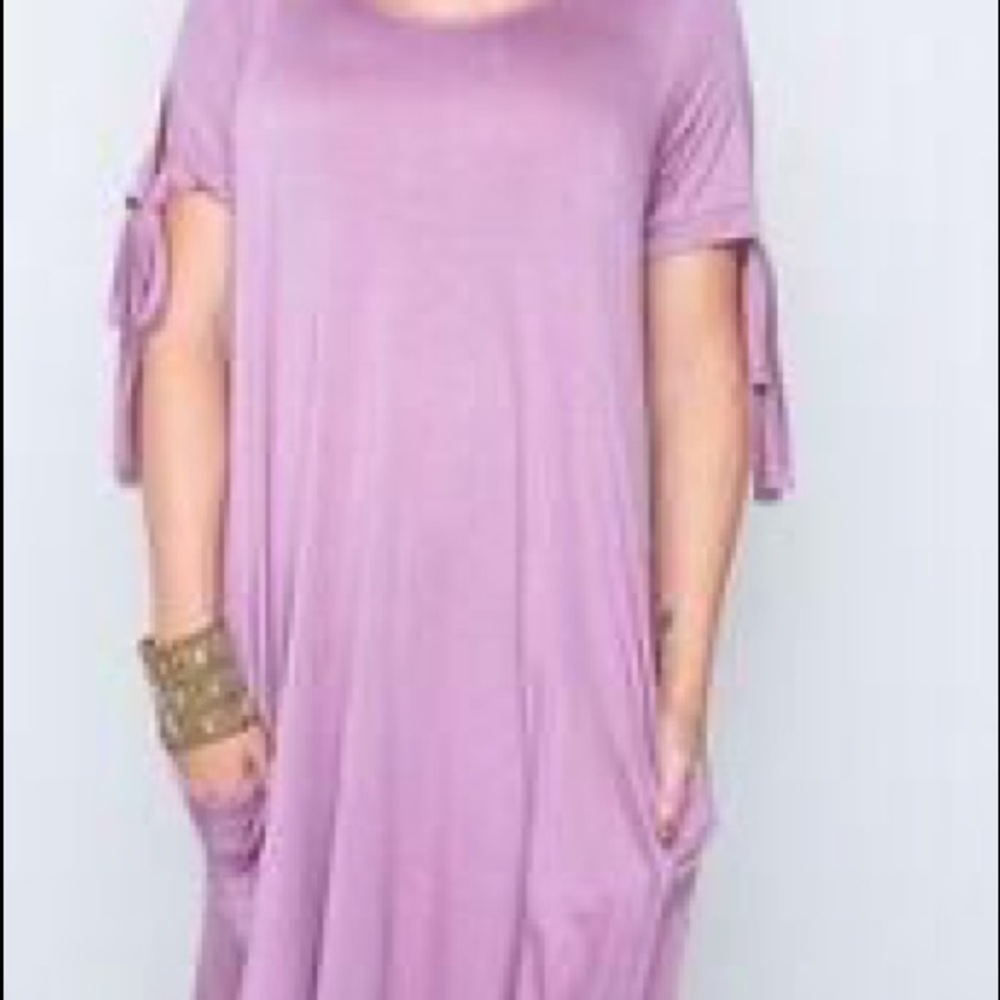 Mauve Tie Sleeve Cocomo Tunic/Dress with pockets
